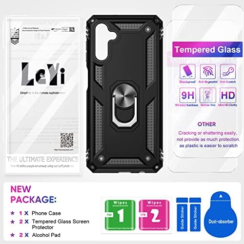 Leyi Galaxy A13 5G Case, Samsung Galaxy A04S/ A04 עם מגני מסך [2 חבילה], מארז טלפון כבד בכיתה